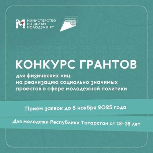 Министерство по делам молодежи Республики Татарстан запустил конкурс грантов среди физических лиц
