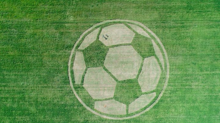 Альметьевские аграрии «нарисовали» на траве огромный футбольный мяч к ЧМ-2018