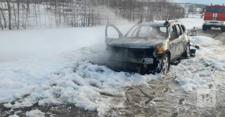 Внедорожник Renault полностью сгорел на Альметьевской трассе