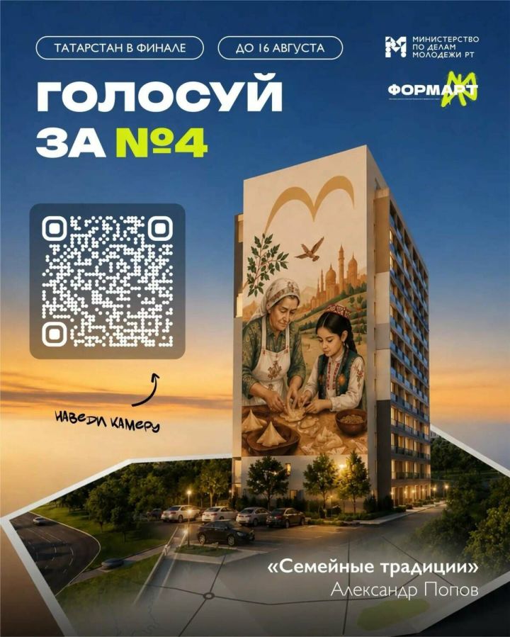 Татарстанцы могут проголосовать за мурал «Семейные традиции» в рамках фестиваля «ФормАрт»