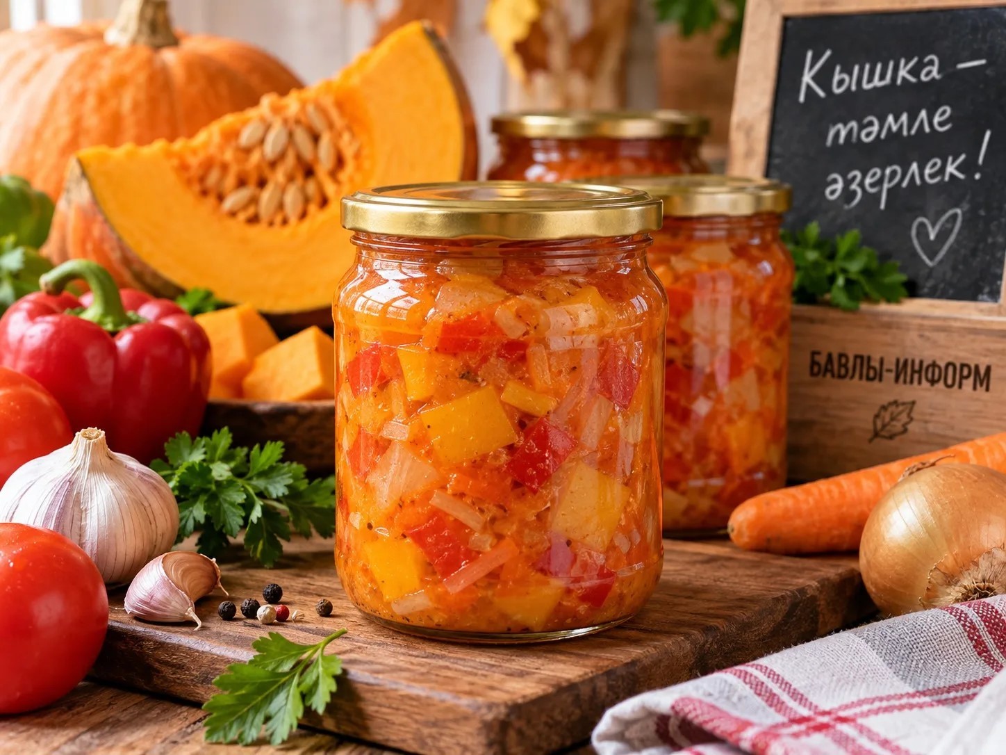 Кышын бу салат итле ризыкларга, бәрәңгегә һәм башка гарнирларга яхшы өстәмә булачак / Фото ИИ ярдәмендә ясалган
