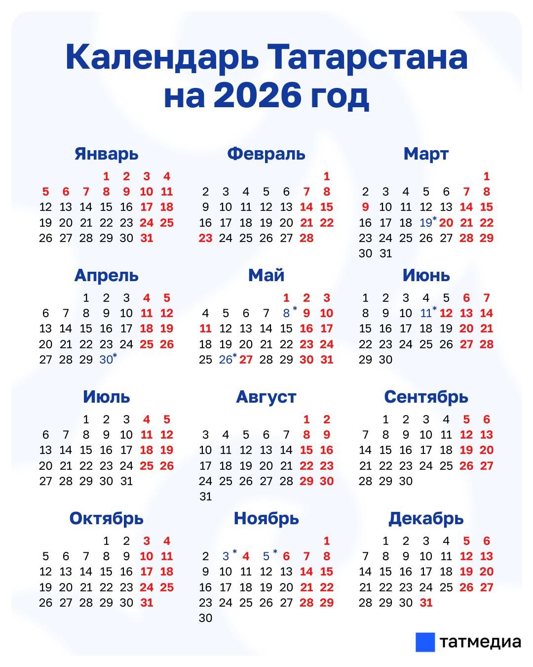 Май 2026: два периода длинных выходных и дополнительный праздник в Татарстане
