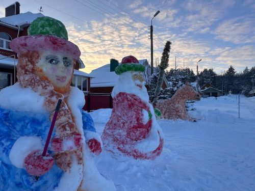Житель Бавлов лепит оригинальные фигуры из снега
