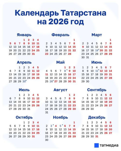 Май 2026: два периода длинных выходных и дополнительный праздник в Татарстане