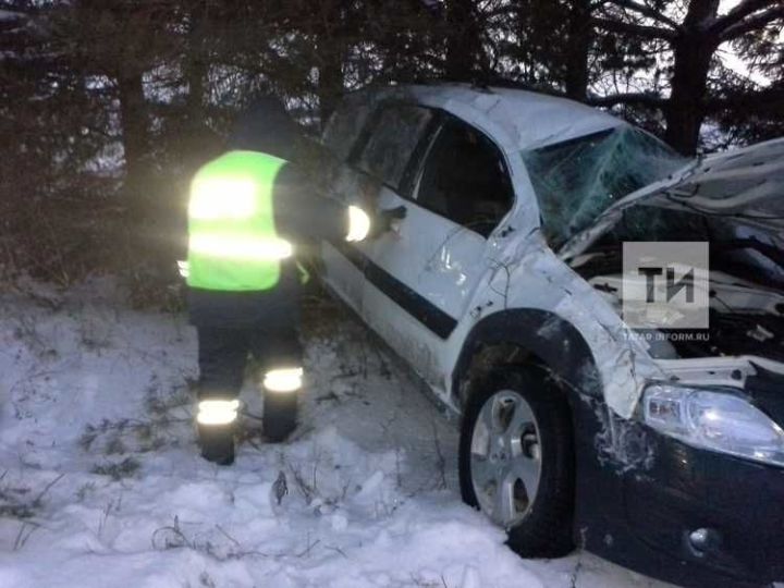 Автомобиль с четырьмя детьми вылетел с трассы в РТ сегодня утром