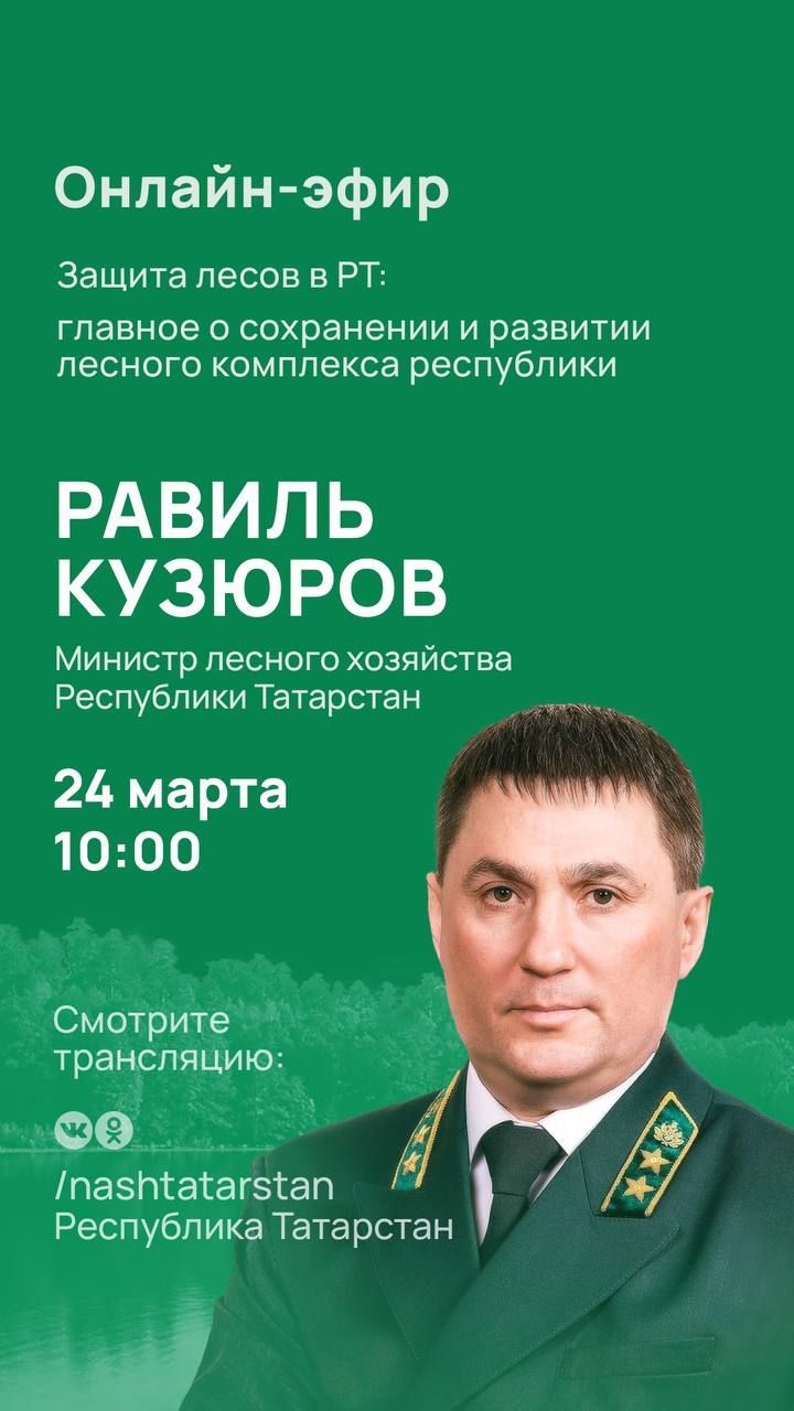 Глава Минлесхоза РТ расскажет о защите лесов и цифровизации лесного комплекса